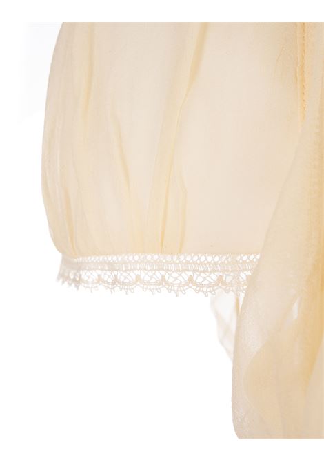Top Plissettato In Chiffon Giallo Pallido ALEXANDER MCQUEEN | 821814-QBADC7023